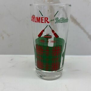 Rare Vintage Commemorative Alymer Delmonte Curling Glass with Red Green Tartan